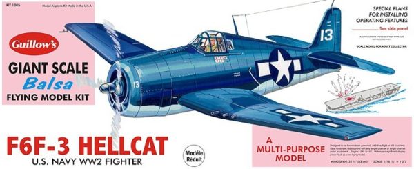 Samolot z balsy Guillow's F6F Hellcat rozpiętość 813mm